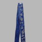 Decorationribbon of fabric blue silver festive design width 35 mm