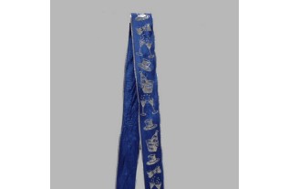 Decorationribbon of fabric blue silver festive design width 35 mm