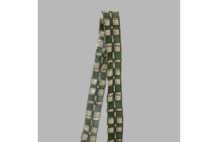 Decoration ribbon of fabric beige green checkered design width 40 mm