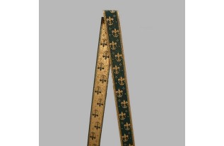 Decoration ribbon of fabric green gold french lely width 40 mm