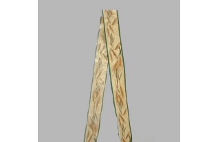 Decoration ruban de tissu vert et crème motif de grain 40 mm