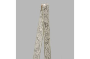Decoration white silver Angels pattern width 35 mm