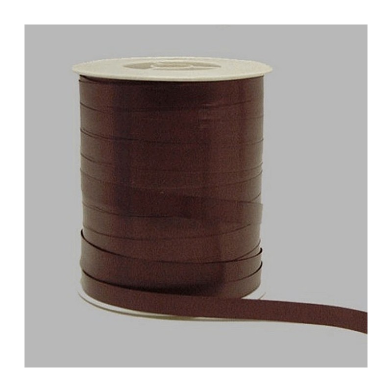 Decoratie lint van papier bruin 10 mm per spoel van 250 meter