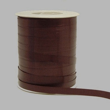 Decoratie lint van papier bruin 10 mm per spoel van 250 meter