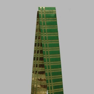 Decoration ribbon of fabric green and gold 70 mm