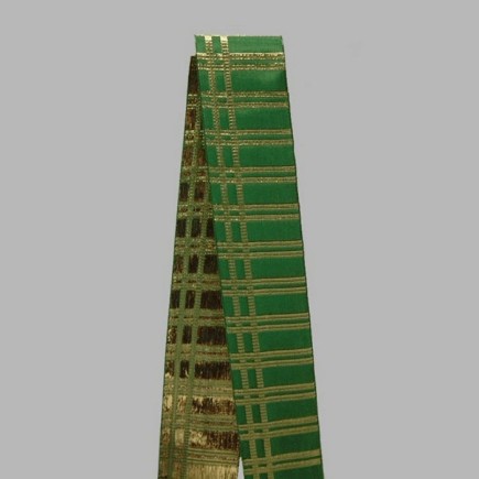 Decoration ruban de tissu vert et or 70 mm