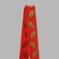 Decoration ribbon of fabric color red gold leaves design width 70 mm
