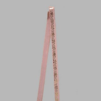 Decoration ribbon of fabric pink gold floral pattern width 20 mm