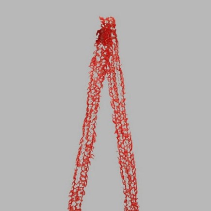 Decoratie lint van stof rood goud gerafeld design breedte 25 mm