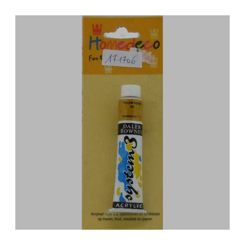 System 3 sjabloneerverf yellow ochre inhoud 22 ml System 3 sjabloneerverf yellow ochre inhoud 22 ml