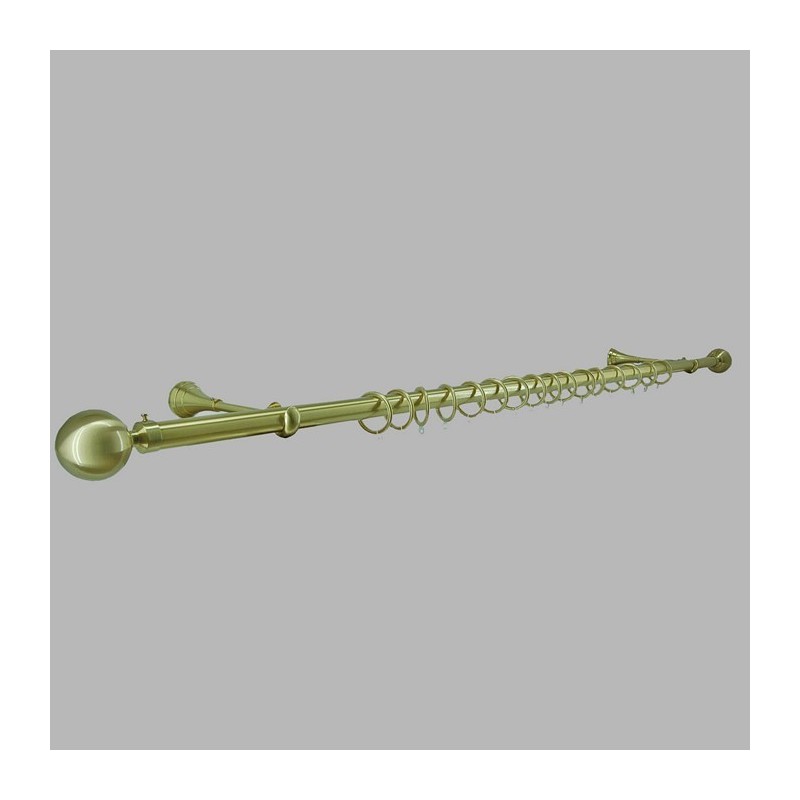 Complete gordijnroede 28 mm design bol kleur messing Complete gordijnroede 28 mm design bol kleur messing