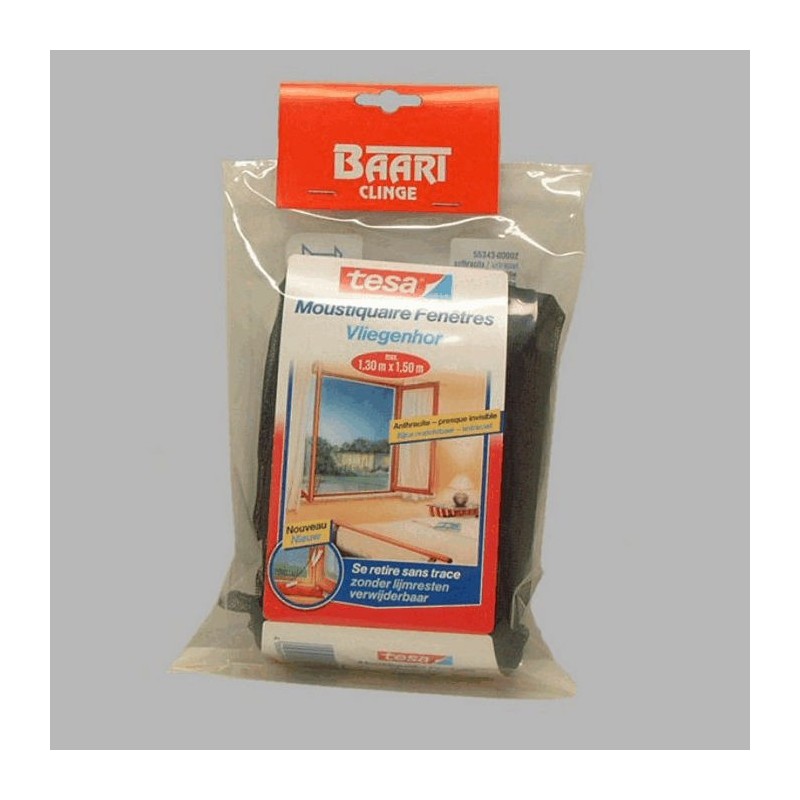 vliegenhor voor raam 130 cm x 150 cm kleur zwart