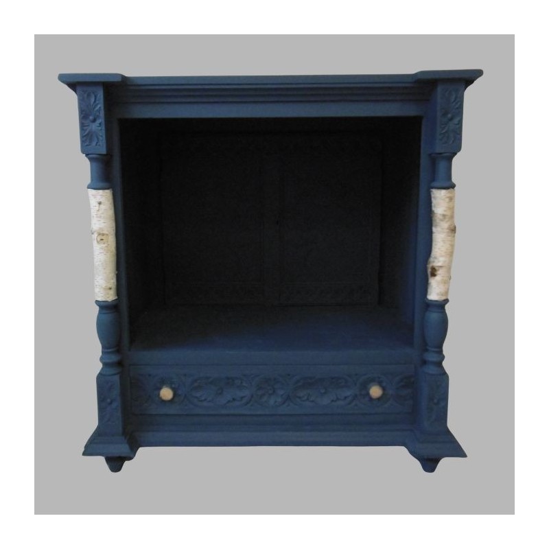 Kast met berkenhout decoratief geschilderd in Decoration Paint Verdure Bleu Kast met berkenhout decoratief geschilderd in Decoration Paint Verdure Bleu