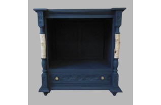 Kast met berkenhout decoratief geschilderd in Decoration Paint Verdure Bleu