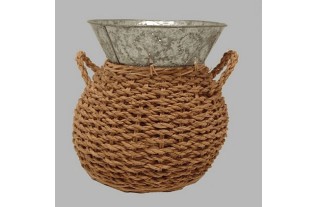 Mand van touw met zinken top 20 cm hoogte 20.5 cm