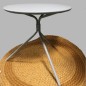 Round metal side table – painted in Casper Blue