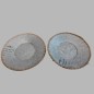 2 metal round bowls finished with rope