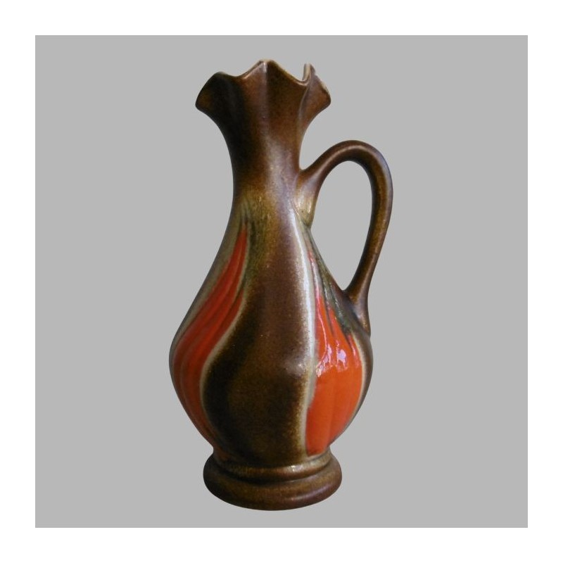 Retro Keramische Vaas met Warm Bruine en Oranje Tint - Tijdloze Elegantie Retro Keramische Vaas met Warm Bruine en Oranje Tint - Tijdloze Elegantie