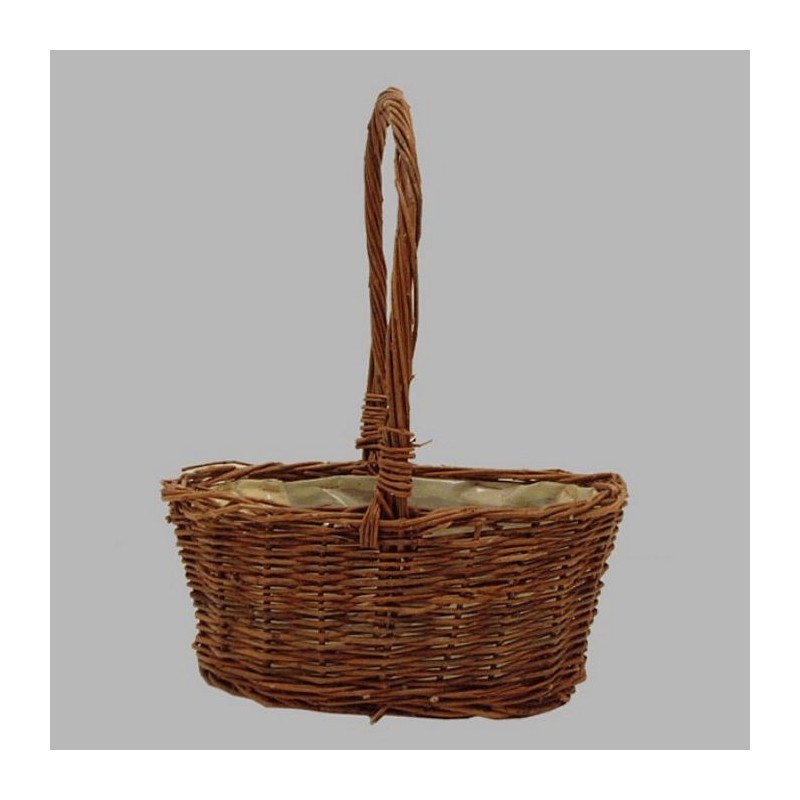 Panier ovale avec poignée fine en rotin 14 x 20 cm