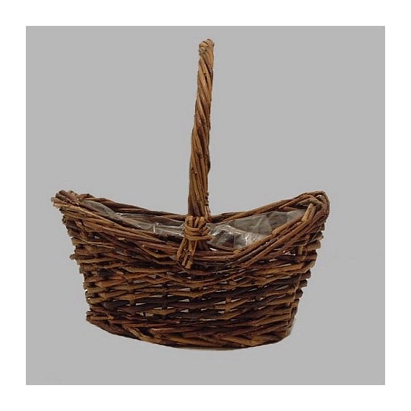 Mandje ovaal met hengsel riet 17 x 23 cm