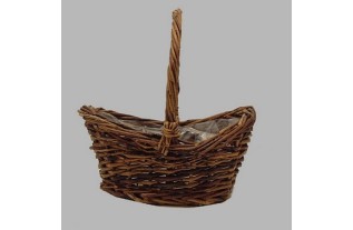 Mandje ovaal met hengsel riet 17 x 23 cm