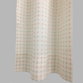 Curtain white with red/blue crosses Height 150 1 piece