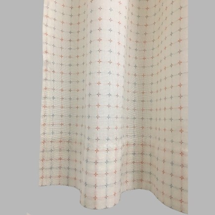 Curtain white with red/blue crosses Height 150 1 piece