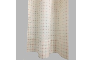 Rideau blanc avec croix rouges/bleues Hauteur 150 1 pièce