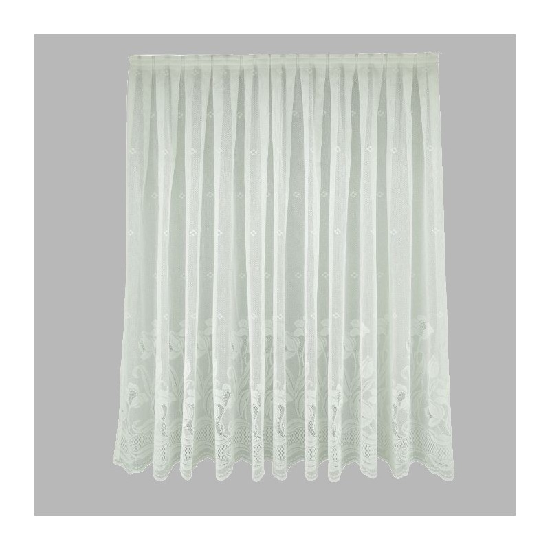 Vitrage wit met bloemen rand Hoogte 140 cm Breedte 107 cm Vitrage wit met bloemen rand Hoogte 140 cm Breedte 107 cm