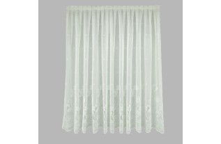 White net curtain with floral border Height 140 cm Width 107 cm