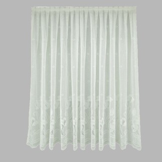 Vitrage wit met bloemen rand Hoogte 140 cm Breedte 0,75 cm