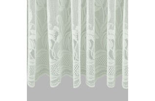 Vitrage wit met bloemen rand Hoogte 140 cm Breedte 0,75 cm