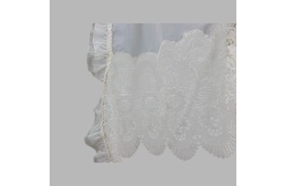 Store à Voile Écru avec Arc Élégant, Volants et Dentelle