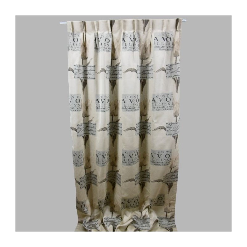 Rideau Beige Doublé avec Motif de Tulipes Rideau Beige Doublé avec Motif de Tulipes