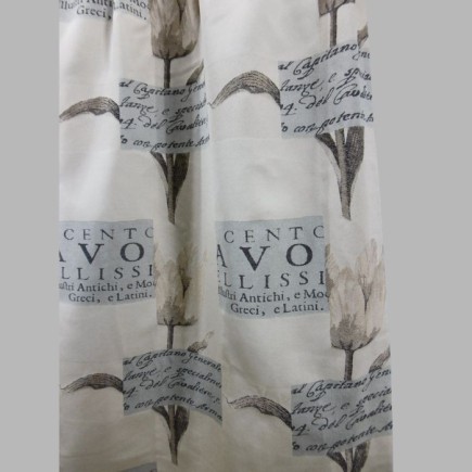 Beige Lined Curtain with Tulip Motif