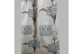 Rideau Beige Doublé avec Motif de Tulipes