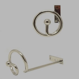 Crochet draperie spirale chrome 55 mm longueur 14 cm