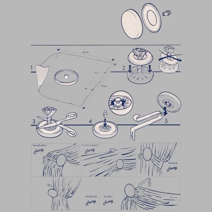 Rideau retenue avec tissu DIY bouton Blanc 30 cm 90 mm