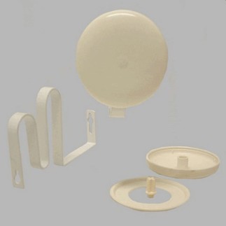 Drapeerhaak dubbel met DIY bekleding knop wit 18 cm 2 stuks