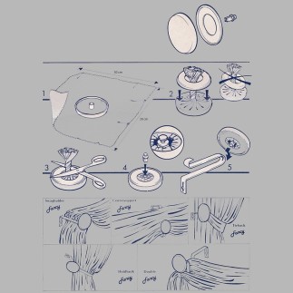 Swagholder double with DIY fabric button white 18 cm 2 pcs