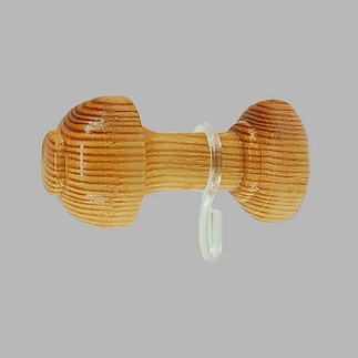 Embrasse houder met haken kiefer naturel hout 8 x 4 cm 2 stks