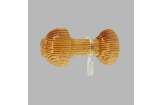 Embrasse houder met haken kiefer naturel hout 8 x 4 cm 2 stks