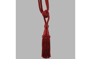 Curtain tie back glossy with 1 tassel color medici red per piece