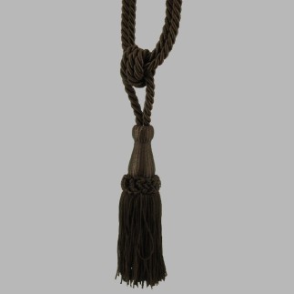 Curtain tie back glossy with 1 tassel color Umber Brown per piece