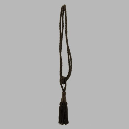 Curtain tie back glossy with 1 tassel color Umber Brown per piece