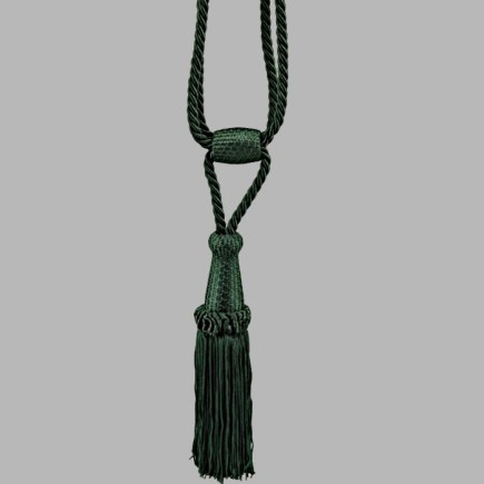 Curtain tie back glossy with 1 tassel color venetian green per piece