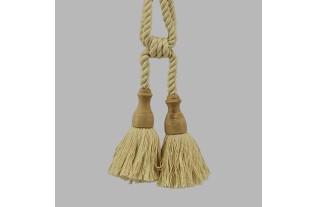 Curtain tie back natural 2 tassels with wood per piece