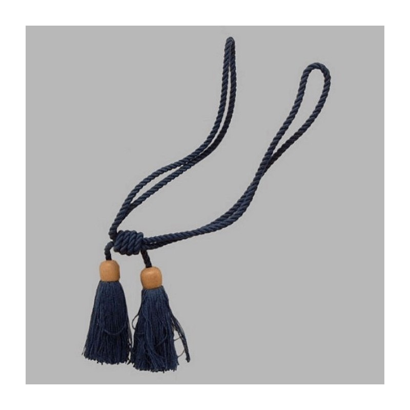 Embrasse ophaalkoord met 2 flossen kleur blauw L 55 cm Embrasse ophaalkoord met 2 flossen kleur blauw L 55 cm