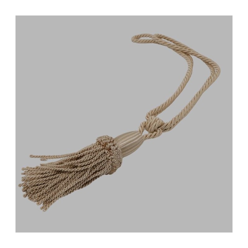 Embrasse ophaalkoord glans met 1 flos kleur beige Lengte 75 cm Embrasse ophaalkoord glans met 1 flos kleur beige Lengte 75 cm