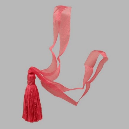 Embrasse organza met 1 flos kleur rose Lengte 50 cm